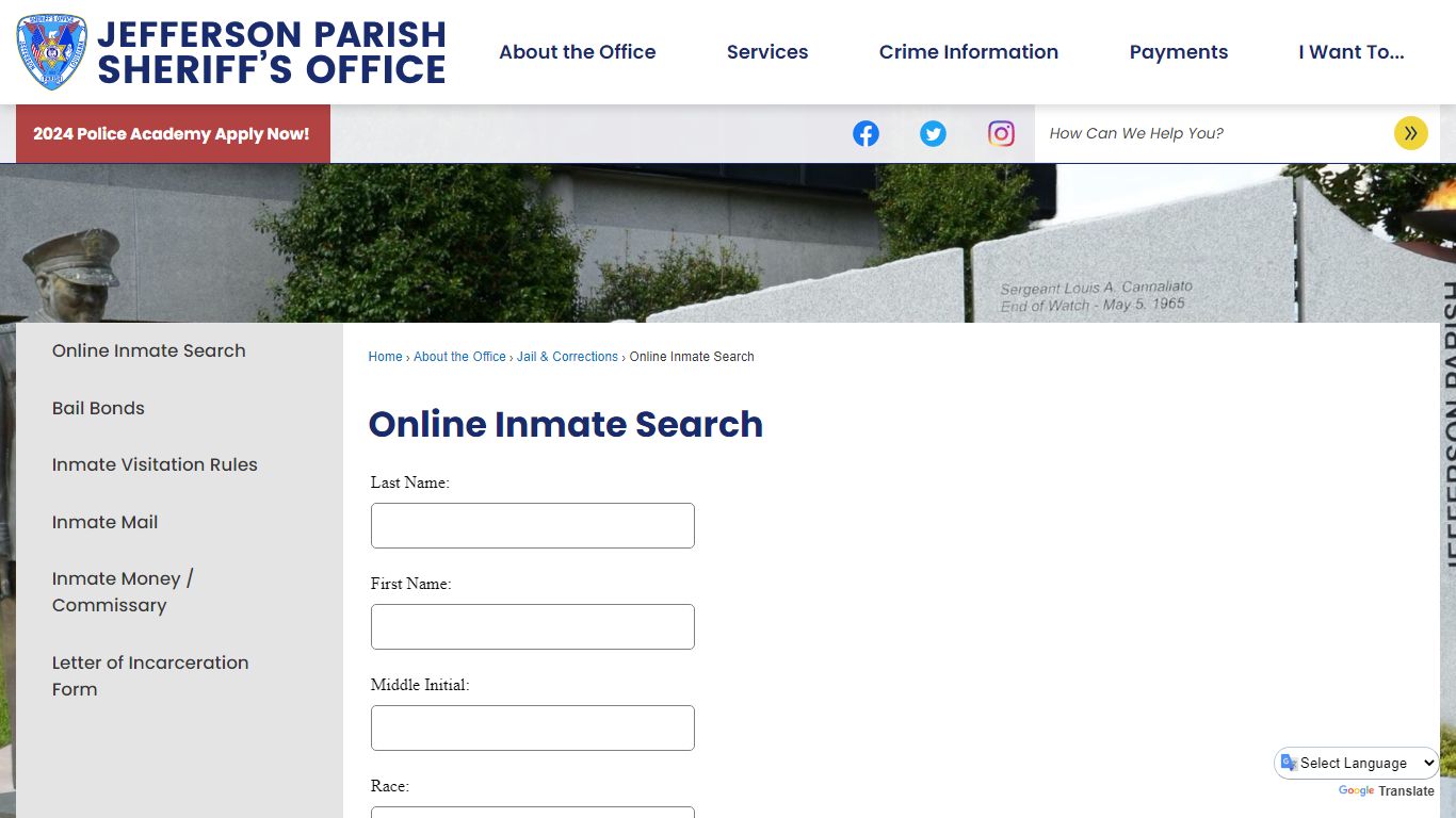 Online Inmate Search | Jefferson Parish Sheriff, LA - JPSO